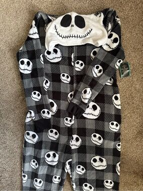 The Nightmare Before Christmas Adults Black & Gray Jack Skellington One-Piece